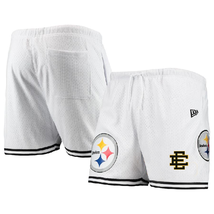 Men's Pittsburgh Steelers Pro White/Black Shorts 001